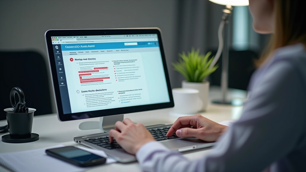 SEO audito ataskaita su raudonomis žymėmis, rodančiomis nepavadotas meta aprašas ir antraštės